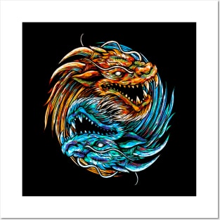 Dragon Yin Yang Backprint Posters and Art